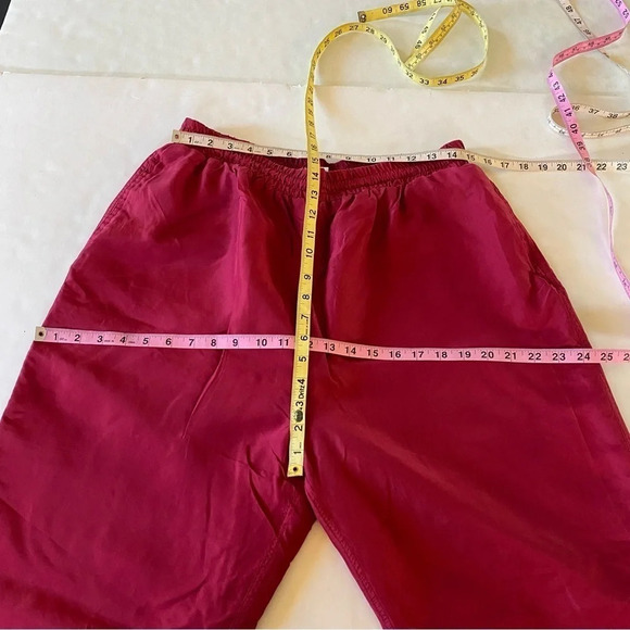Vintage 80s 90s Silk Windbreaker Sweat Suit Jacket Pants Large Red Quilted - Picture 14 of 16